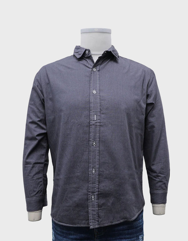 Men's Subtle Long Sleeves Dyed Casual Shirt-Grey
