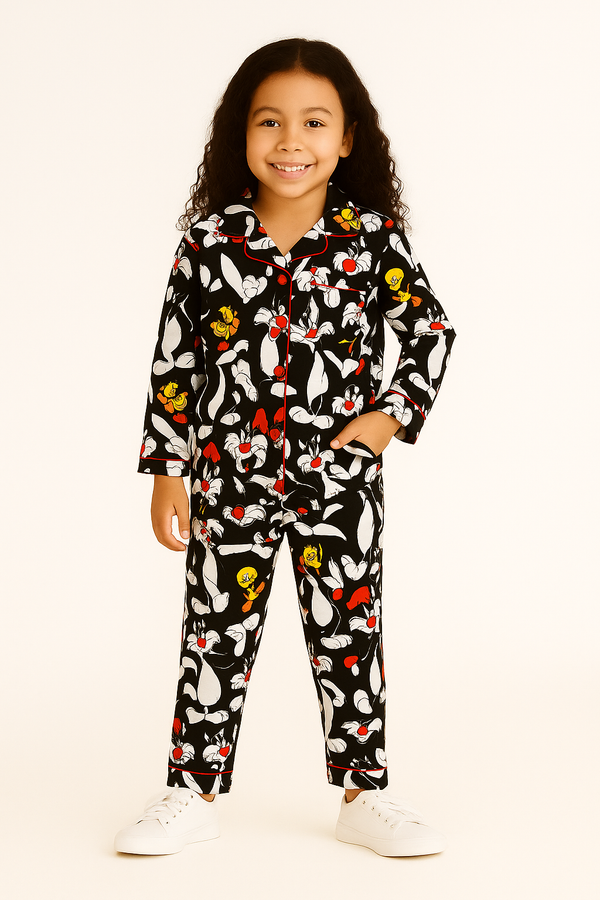 KId's Night PJ Set color Black