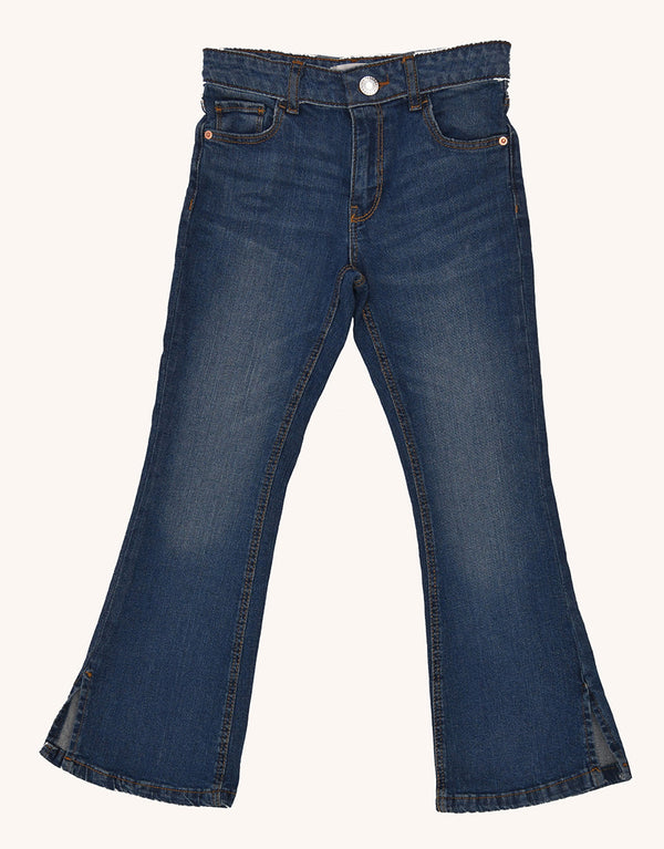 Girl's high Wasted Flare Jean-Dark Blue