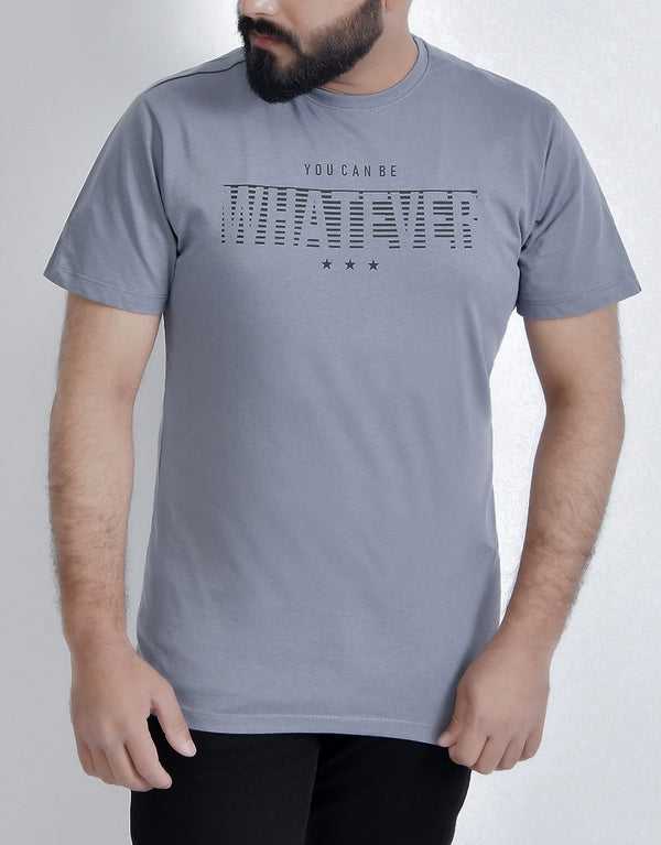 Men's Single Jersey  WHATEVER Printed T.Shirt - Dark Blue