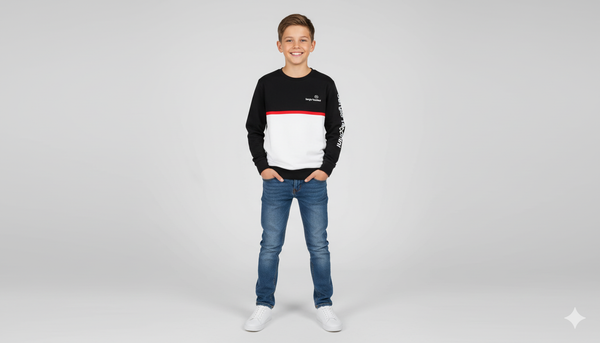 Kid's Sergio Tacchini Fleece Sweat Shirt Black/Orange