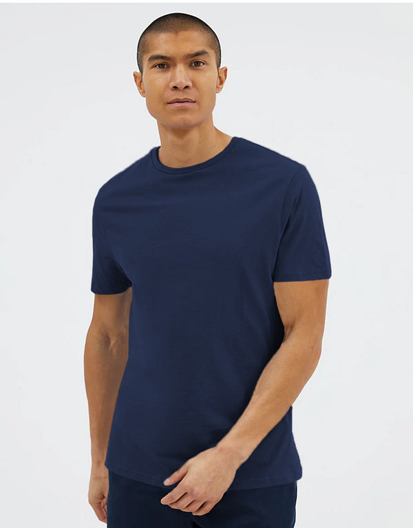 Men's Basic Crew Neck Short Sleeve Tee Shirt-Navy