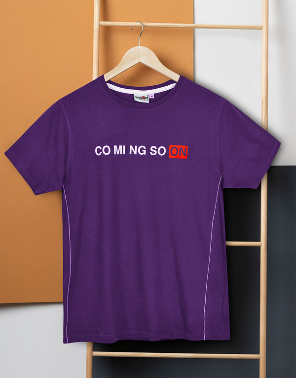 MGNT Men's Coming Soon Printed T-Shirt-Purple