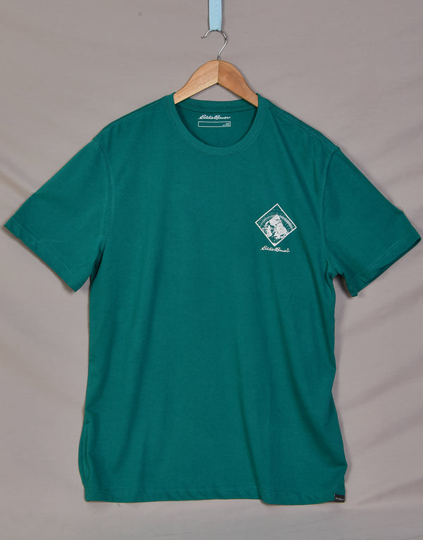 EDBR Men's Geometric Printed Crew Neck T-Shirt-See Green