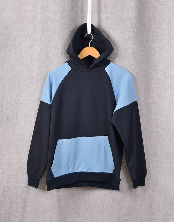Men's Pannel Hoodie, Navy Blue