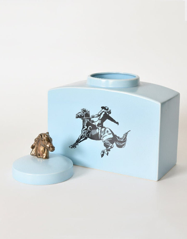 Azure Cavalier Ceramic Jar Decor KHAS STORES 