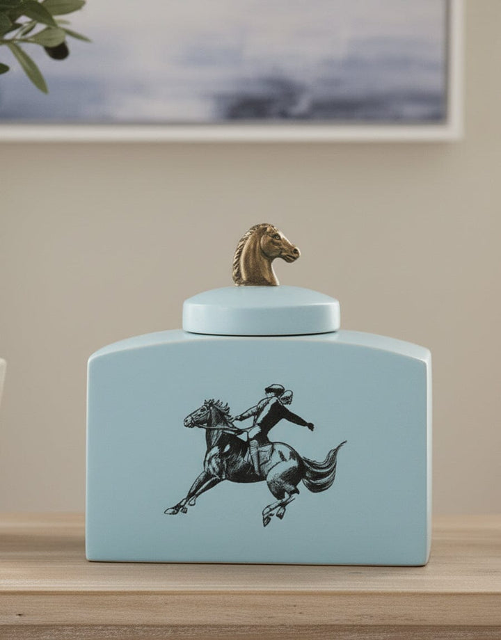 Azure Cavalier Ceramic Jar Decor KHAS STORES 