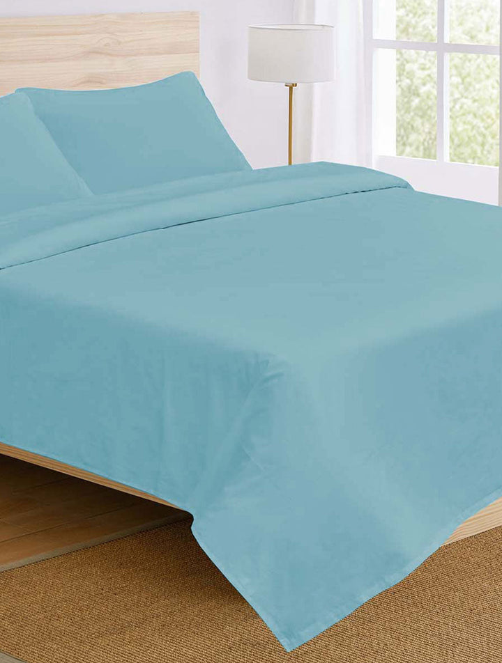 Bed Sheet Dyed Light Blue Hotel Bedding HOMBEDPIE 
