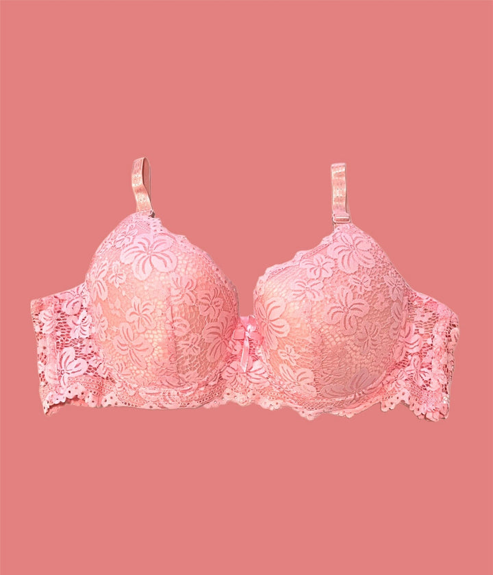 Black Floral Lacy Padded Bra Espicopink 