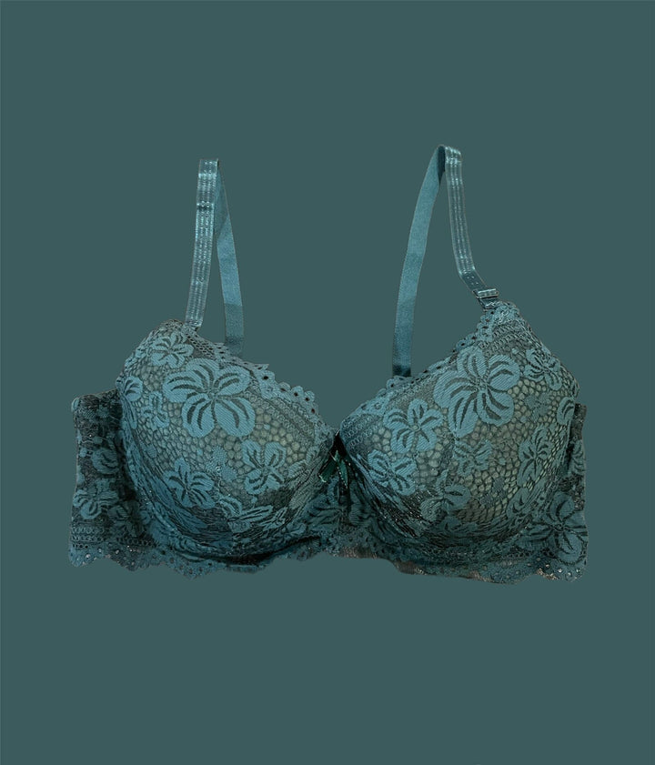 Black Floral Lacy Padded Bra Espicopink 