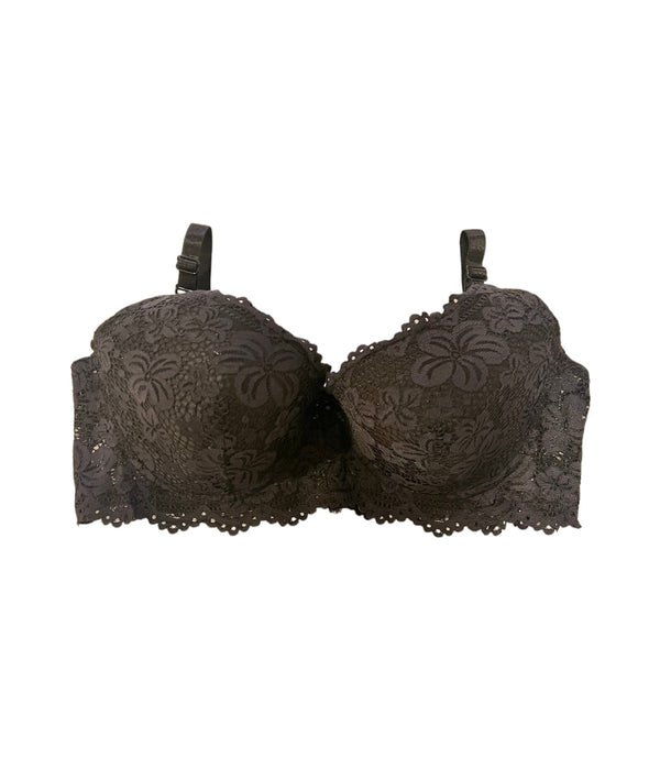 Black Floral Lacy Padded Bra Espicopink 