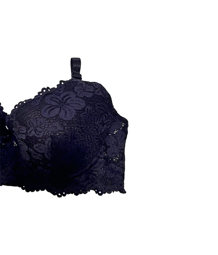 Black Floral Lacy Padded Bra Espicopink 