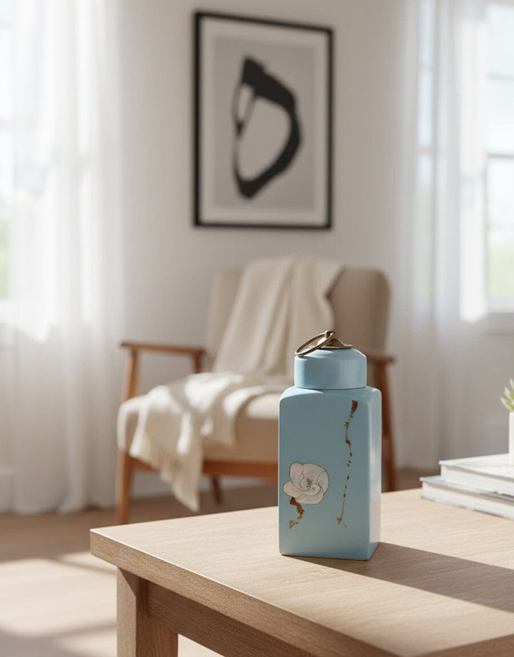 Blue Ceramic Jar Decor KHAS STORES 