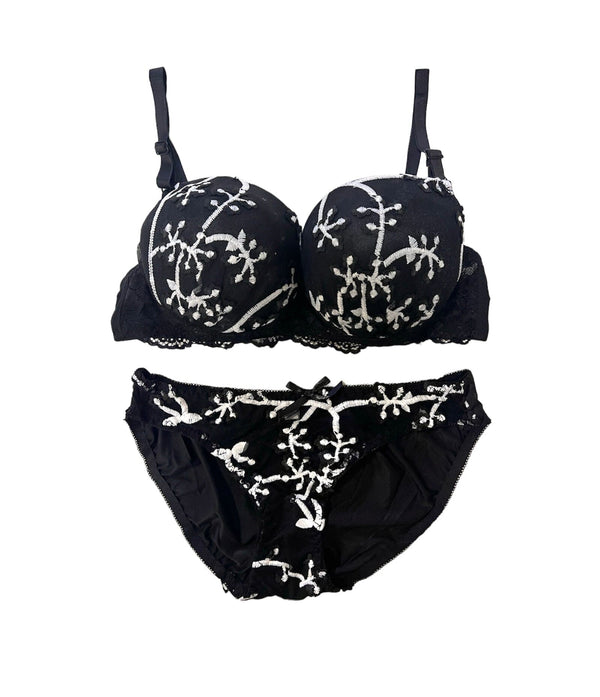 Espicopink | Black Wedding Padded Bra and Panty Set Bra and Panty Sets Espicopink 