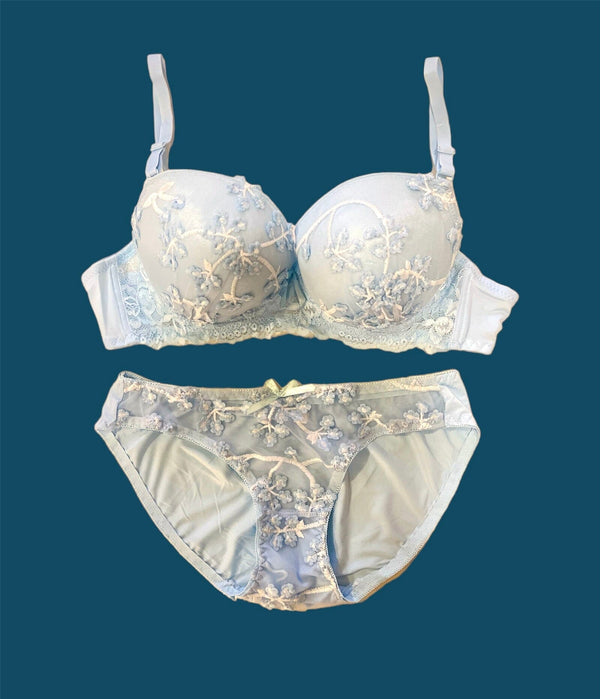 Ice Blue Wedding Padded Bra and Panty Set Espicopink 
