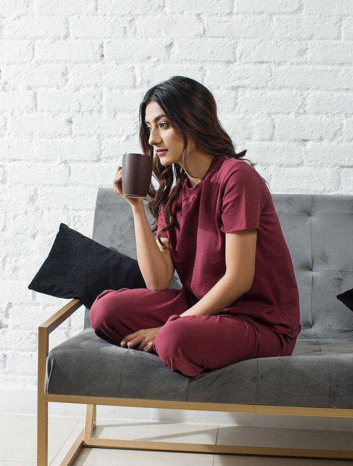 LADIES BURGUNDY LOUNGEWEAR LW-012 LOUNGEWEAR FASSTIGIR