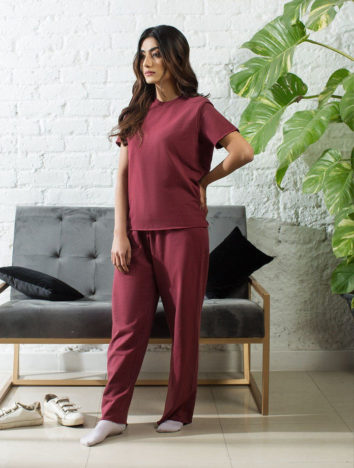LADIES BURGUNDY LOUNGEWEAR LW-012 LOUNGEWEAR FASSTIGIR