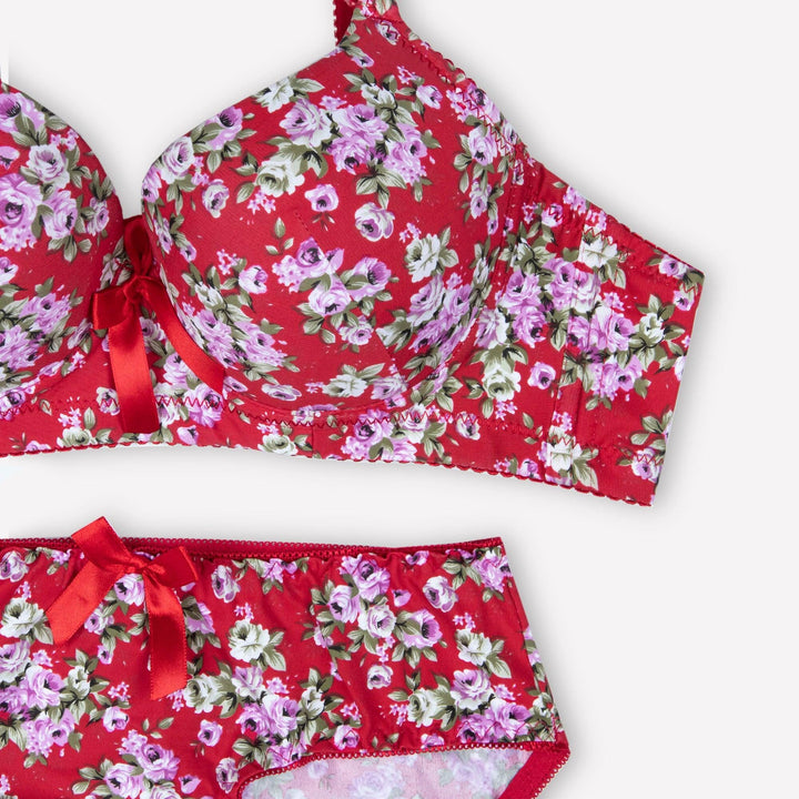 Red Floral Padded Set Espicopink 