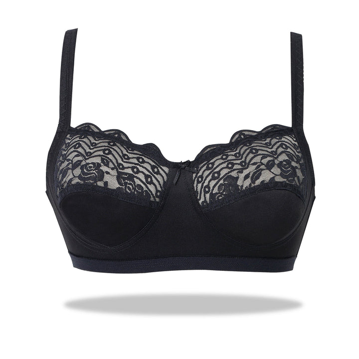 Soft Mesh Double Layered Sag Lift Non Padded Minimizer Bra BRAS Espicopink 32 B BLACK 