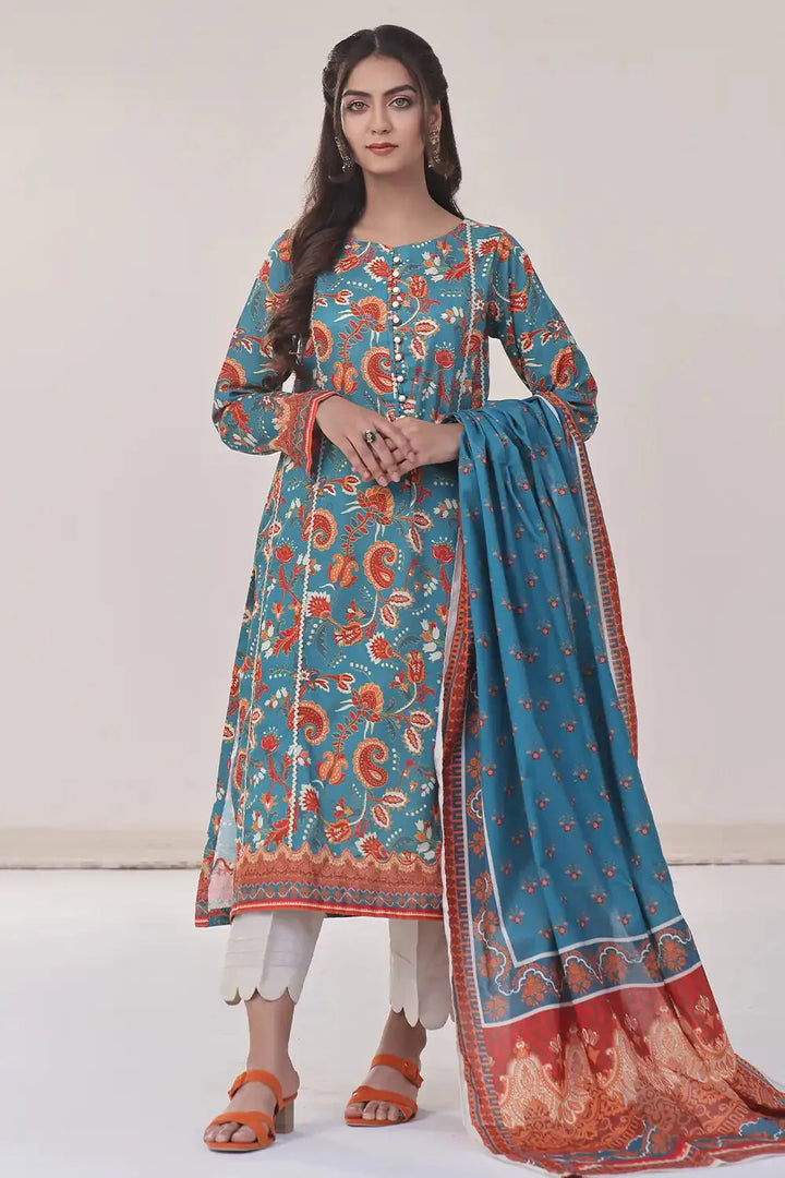 Stitched Printed Lawn Shirt and Dupatta KSD-2517 Printed KHAS STORES 
