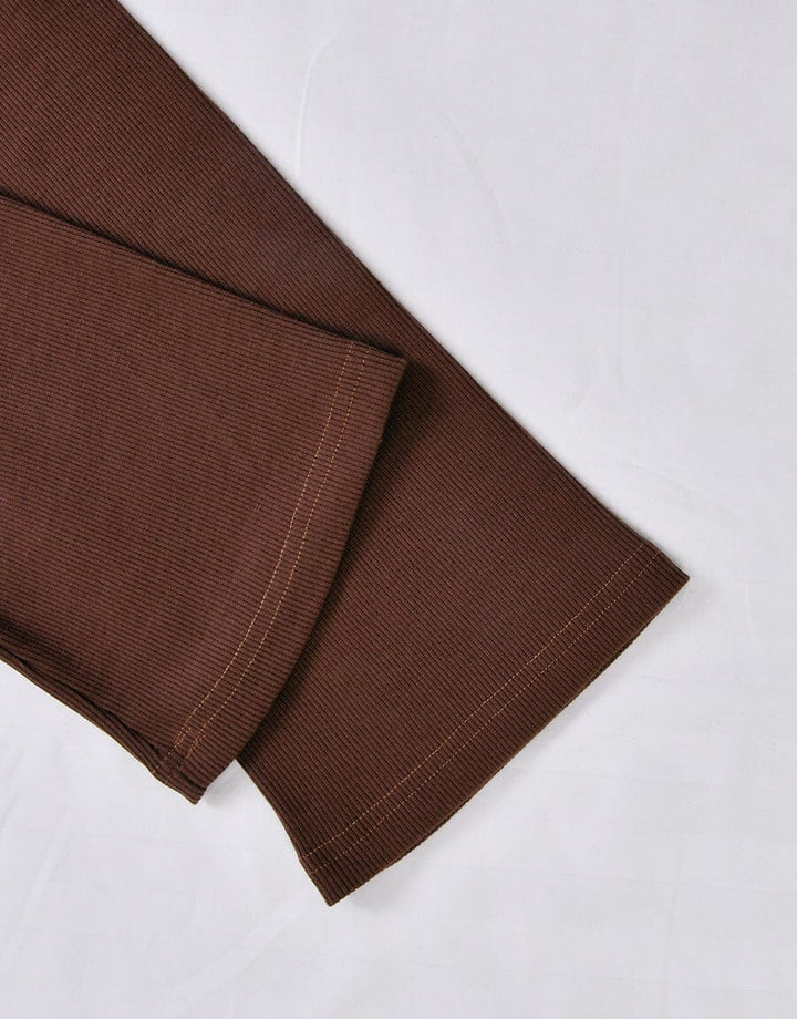 Super Soft Cosy Rib Hoodie & Straight Trousers - Brown Women Loungewear Sadaqat Textile 