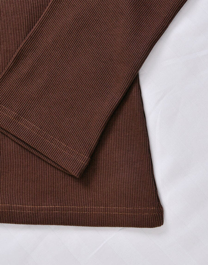 Super Soft Cosy Rib Hoodie & Straight Trousers - Brown Women Loungewear Sadaqat Textile 