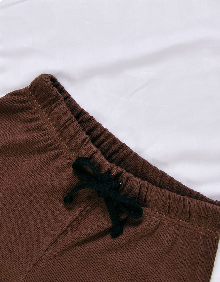Super Soft Cosy Rib Hoodie & Straight Trousers - Brown Women Loungewear Sadaqat Textile 