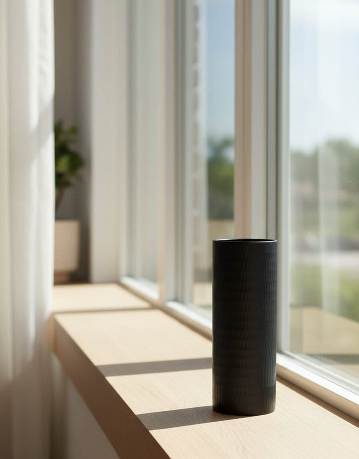 Textured Matte Black Ceramic Vase Decor KHAS STORES 