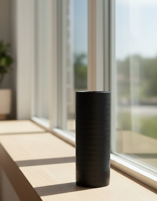 Textured Matte Black Ceramic Vase Decor KHAS STORES 