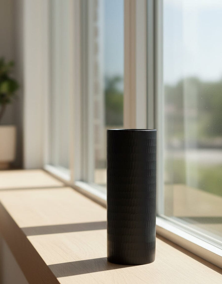 Textured Matte Black Ceramic Vase Decor KHAS STORES 
