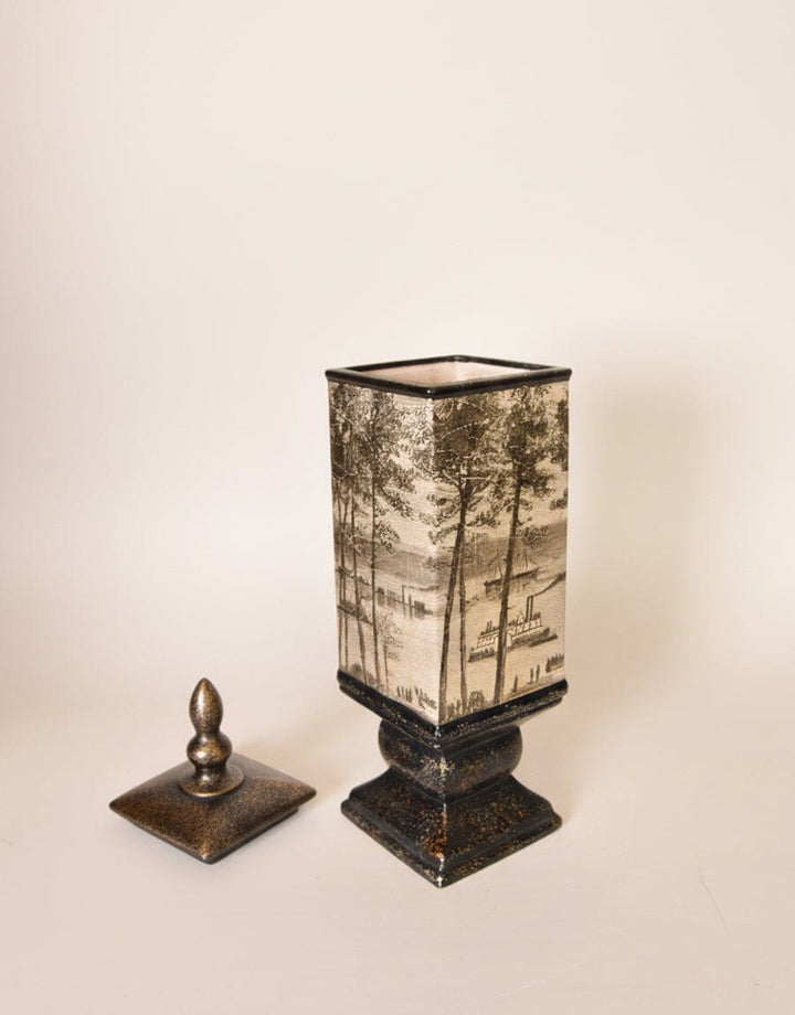 Vintage Landscape Ceramic Jar Decor KHAS STORES 