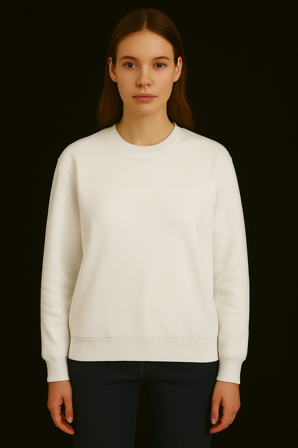 LADIES PLAIN SWEAT SHIRT BIANCO