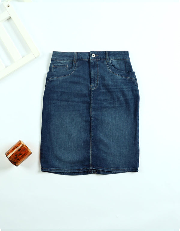 Ladies Jeans Skirt-Light Blue