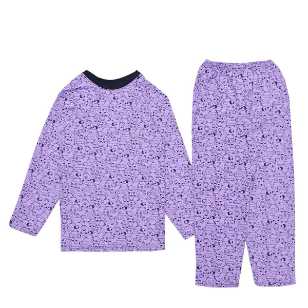Kid's Printed Pajama sets Loungewear-Purple