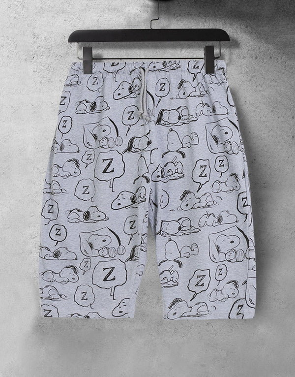 Men's Wide Leg Jersey Printed Shorts-Grey
