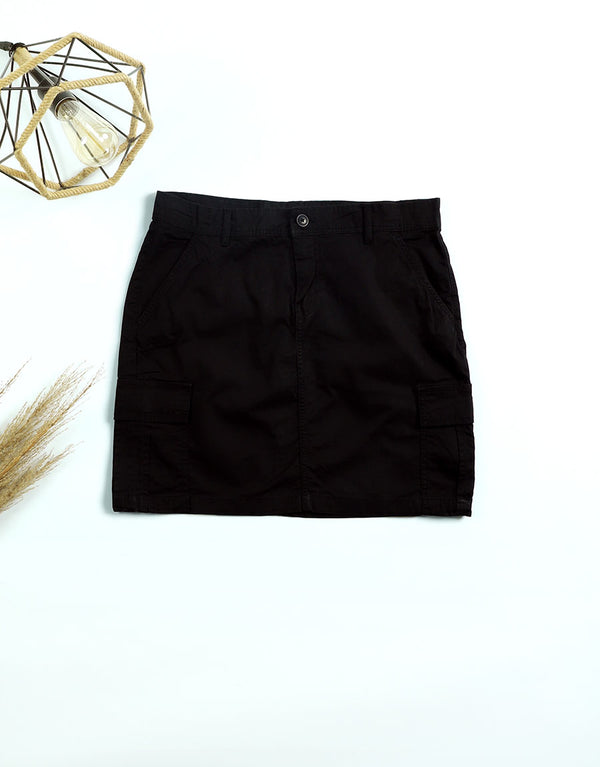 Ladies Jeans Skirt-Black