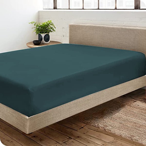 Dyed Cotton Rich Deep Fitted Sheets-Dark Teal