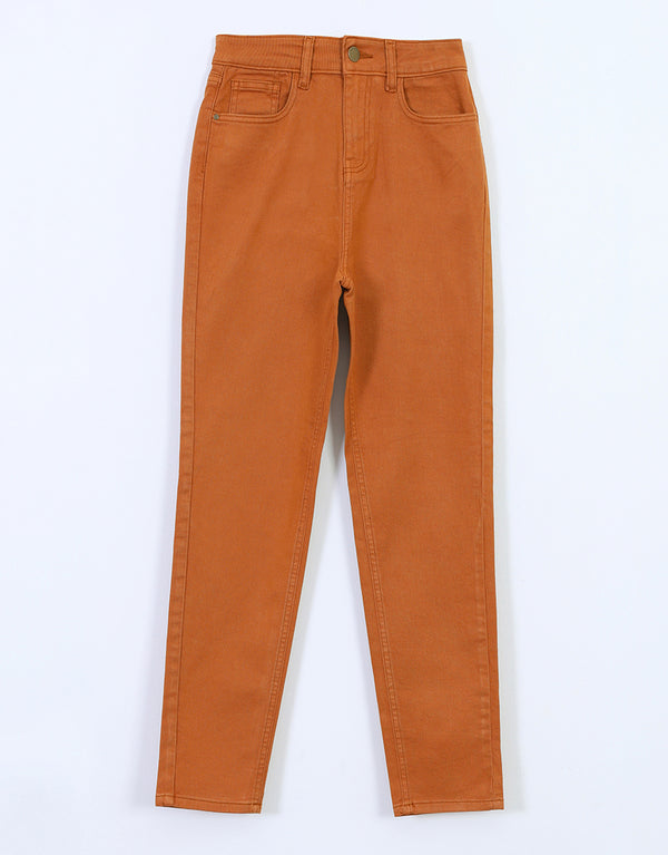 Women Slim Fit Jeans-Orange