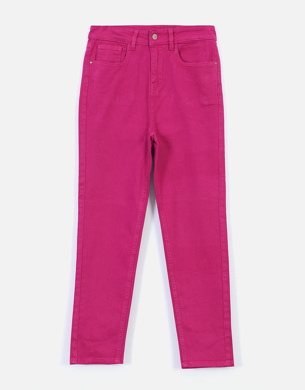 Ladies Slim Fit Jeans-Pink