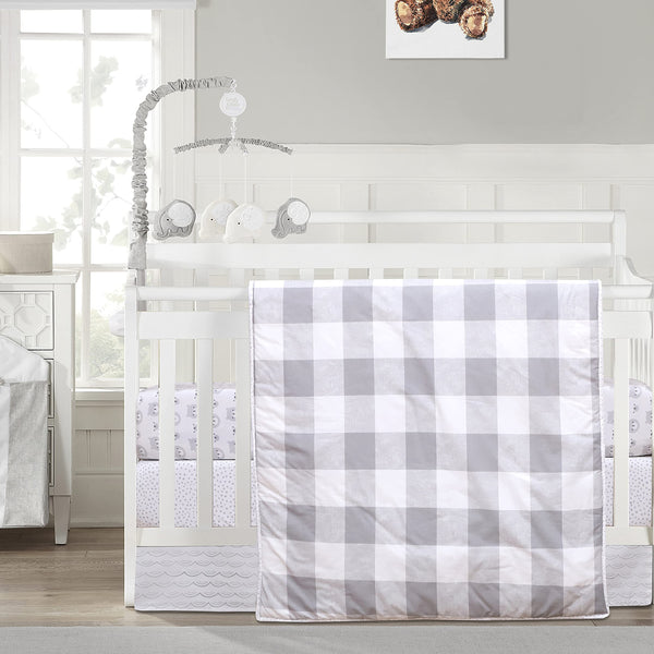 Kid Digital Printed Ultra Soft Grey Check Comforter Set 3 Piece Gift Pack