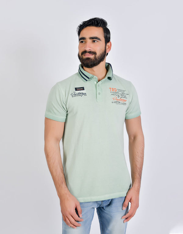 M-17 Men's Zealand Printed Polo Shirt-Sea Green