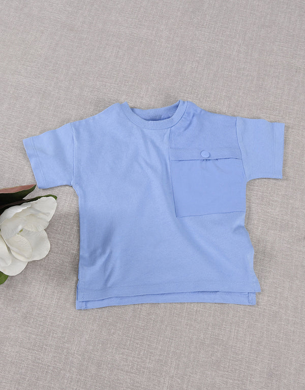 Kid's Crew Neck Short Sleeve Tee Shirt-Blue