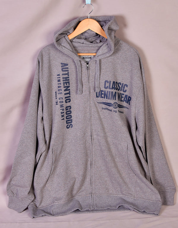 IDT Men's Classic Denim Wear Printed Zipper Hoodie