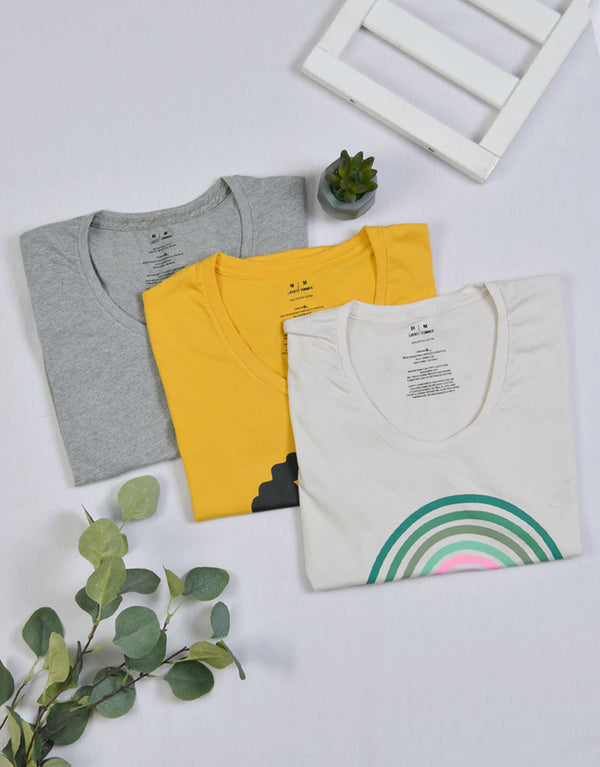 Pack Of 3 Ladies Crew Neck Short Sleeve T-Shirt
