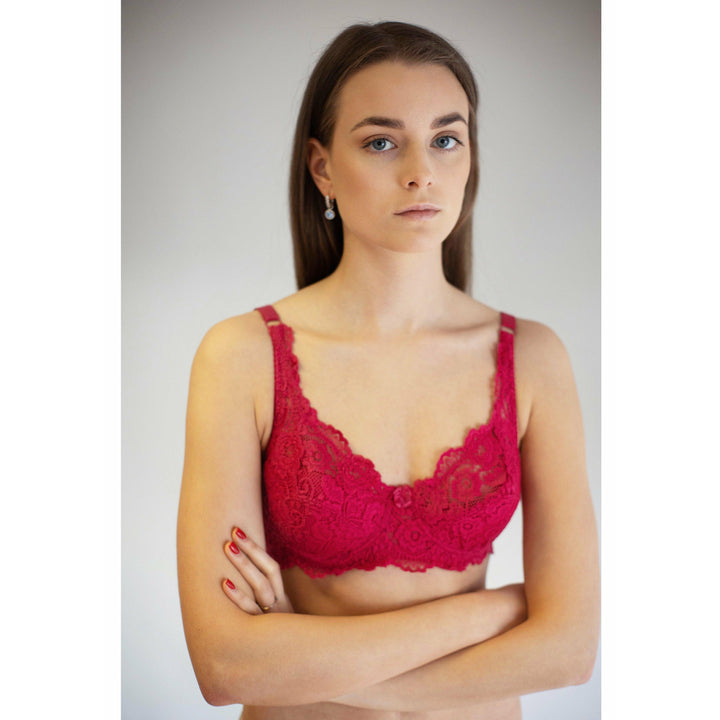 Marron Broom - Wired / Non-Wired Light Padded European Lace Bra - Espicopink