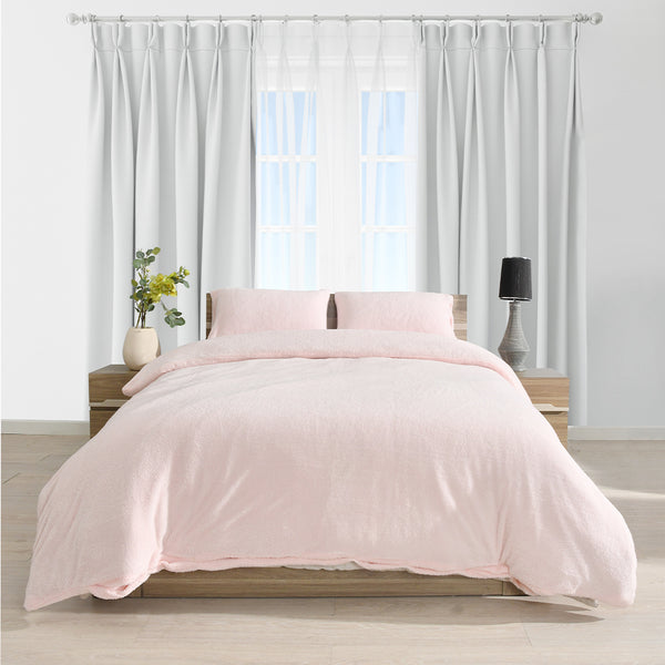 Ultrasoft & Warm Sherpa Light Pink Queen Quilt Cover Set