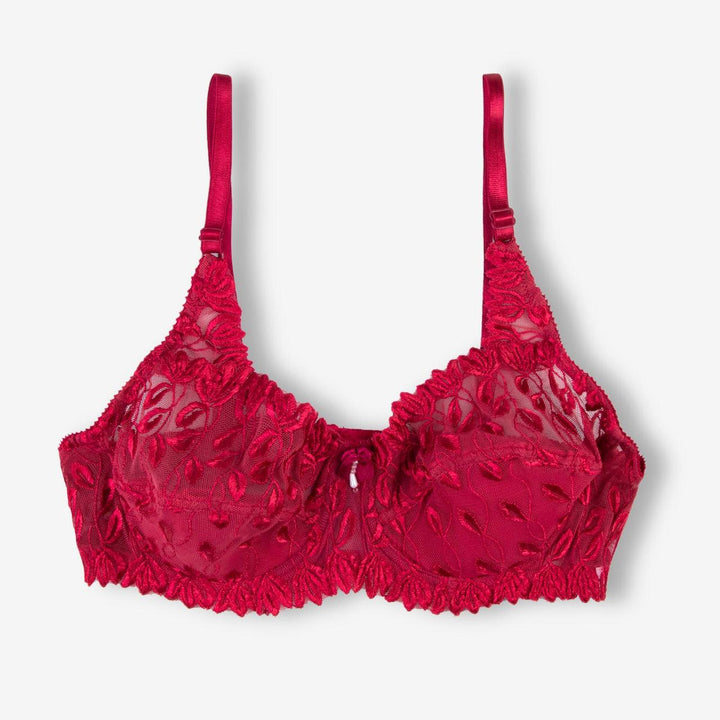 Zinnia - Floral Mesh Low Cut Wired / Non-Wired Full Cup Firm Hold Bra - Espicopink