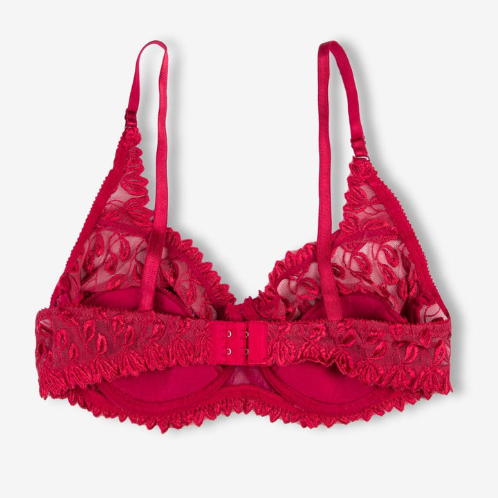 Zinnia - Floral Mesh Low Cut Wired / Non-Wired Full Cup Firm Hold Bra - Espicopink