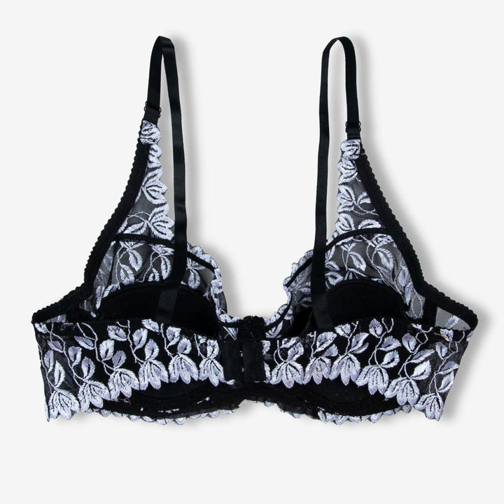 Zinnia - Floral Mesh Low Cut Wired / Non-Wired Full Cup Firm Hold Bra - Espicopink