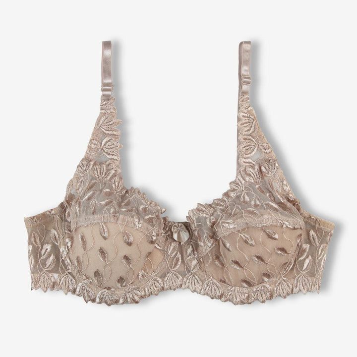 Zinnia - Floral Mesh Low Cut Wired / Non-Wired Full Cup Firm Hold Bra - Espicopink